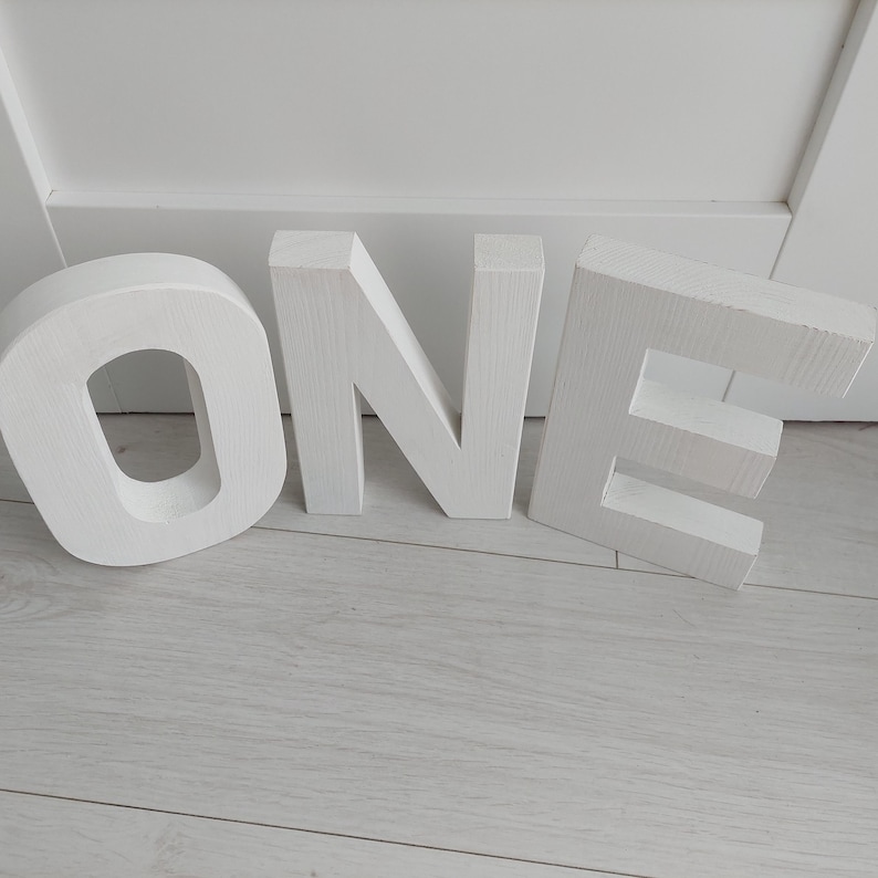 The One Lettering Wooden ONE Letters 1st First Birthday Vintage 3D Sign Infant Baby ...