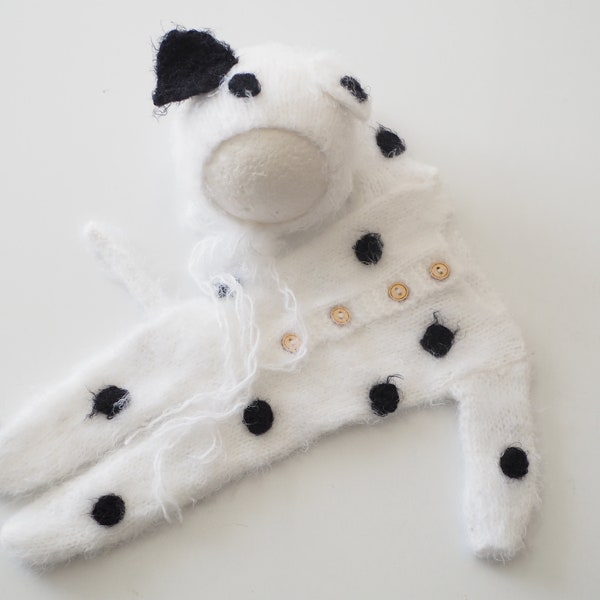 Costume dalmatien bébé chien tricot tenue costume global bonnet chapeau barboteuse nouveau-né nourrisson garçon enfant en bas âge cadeau fête de Pâques accessoires de photographie