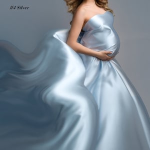 Maternity silky shiny satin fabric pregnancy glossy posing wrap tossing gown fancy pregnant woman Halloween photography photo session props
