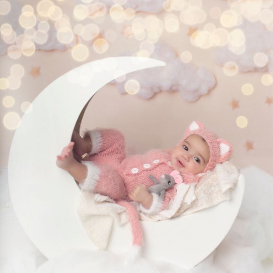 Newborn Merci Cat Romper with Bow & Cap – Stylish Baby Outfit