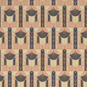 Art Deco Geometric wallpaper - Peel and Stick Wallpaper or Non Pasted Wallpaper / Geometric Removable wallpaper / Orange wallpaper