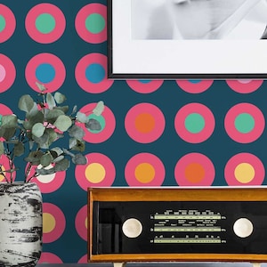 Maximalist Circles wallpaper - Peel and Stick Wallpaper or Non Pasted Wallpaper / Geometric Removable wallpaper / Colorful wallpaper