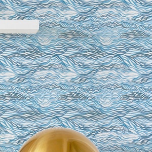 Nautical Coastal Breeze wallpaper - Peel and Stick Wallpaper or Non Pasted Wallpaper / Coastal breeze wallpaper / Blue and white wallpaper