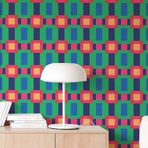 Eclectic Geometric wallpaper - Peel and Stick Wallpaper or Non Pasted Wallpaper / Geometric Removable wallpaper / Colorful wallpaper