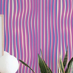 Distorted Lines wallpaper - Peel and Stick Wallpaper or Non Pasted Wallpaper / Geometric Removable wallpaper / Purple wallpaper
