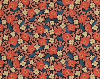 Papel de Parede Botânico Vermelho | Papel de Parede Adesivo com Estampa Floral Vermelha Pequena e Delicada - Removível em Tecido ou Vinil, Sem Cola | Tamanhos Personalizados