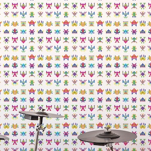 Cute Colorful Monsters Wallpaper | Cute Gaming Peel and Stick Removable Fabric or Vinyl, Non-Pasted | Custom Sizes