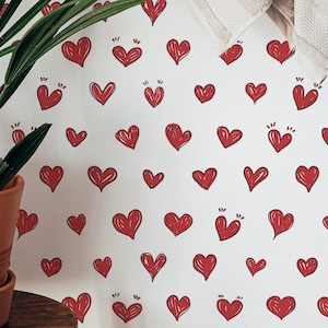 Novelty Fun wallpaper - Peel and Stick Wallpaper or Non Pasted Wallpaper / Fun Removable wallpaper / Red self-adhesive wallpaper