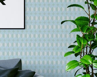 Blue Half-Moon Wallpaper: Neutral Minimalist Pattern (Non-Pasted, Pre-Pasted, Peel and Stick, Custom Sizes)