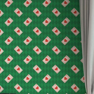 Papel tapiz Flying Aces / Naipes verdes, despegable y adherible, de tela o vinilo, sin pegar / Tamaños personalizados