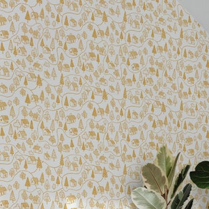 Eclectic Fun wallpaper - Peel and Stick Wallpaper or Non Pasted Wallpaper / Fun Removable wallpaper / Orange self-adhesive wallpaper