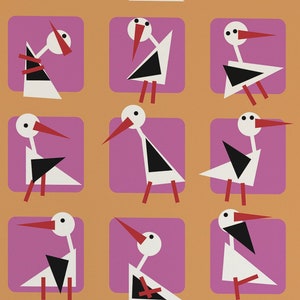 Novelty Bird wallpaper - Peel and Stick Wallpaper or Non Pasted Wallpaper / Bird Removable wallpaper / Pink self-adhesive wallpaper