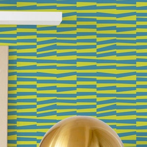 Bold Geometric wallpaper - Peel and Stick Wallpaper or Non Pasted Wallpaper / Geometric Removable wallpaper / Green self-adhesive wallpaper
