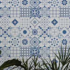 Moroccan Tile wallpaper - Peel and Stick Wallpaper or Non Pasted Wallpaper / Tile Removable wallpaper / Blue and white wallpaper
