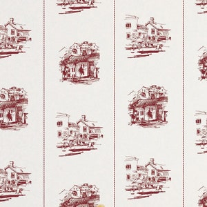 Retro Fun wallpaper - Peel and Stick Wallpaper or Non Pasted Wallpaper / Fun Removable wallpaper / Burgundy self-adhesive wallpaper