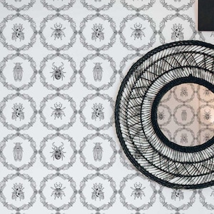 Black And White Insect Wallpaper | Beetle Peel and Stick Removable Fabric or Vinyl, Non-Pasted | Custom Sizes and Colors