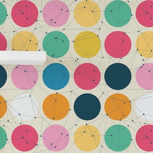 Retro Geometric wallpaper - Peel and Stick Wallpaper or Non Pasted Wallpaper / Geometric Removable wallpaper / Colorful wallpaper