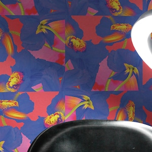 Bold Floral wallpaper - Peel and Stick Wallpaper or Non Pasted Wallpaper / Floral Removable wallpaper / Colorful self-adhesive wallpaper