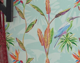 Eclectic Plant And Tree wallpaper - Peel and Stick Wallpaper or Non Pasted Wallpaper / Plant and tree Removable wallpaper / Green wallpaper