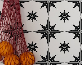 Black and white Star pattern Peel and Stick wallpaper / Star Removable wallpaper / Black Celestial wallpaper - Self-adhesive or Traditional