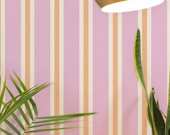 Pink Striped Beauty Salon wallpaper - Peel and Stick Wallpaper or Non Pasted Wallpaper / Striped Removable wallpaper / Pink wallpaper