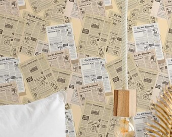 Papel pintado con diseño de póster vintage - Papel pintado autoadhesivo o sin pegamento / Papel pintado removible y divertido / Papel pintado autoadhesivo beige