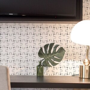 White Puzzle Peel and Stick wallpaper / Puzzle Removable wallpaper / White wallpaper - Self-adhesive or Traditional