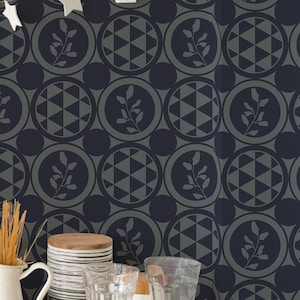 Greenish wallpaper - Peel and Stick Wallpaper or Non Pasted Wallpaper / Geometric Removable wallpaper / Green self-adhesive wallpaper