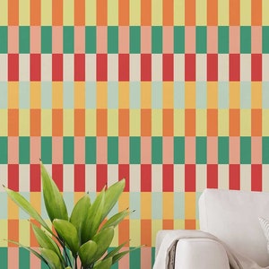 Bold stripes wallpaper - Peel and Stick Wallpaper or Non Pasted Wallpaper / Geometric Removable wallpaper / Colorful self-adhesive wallpaper