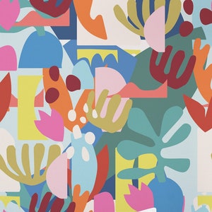 Bold Floral wallpaper - Peel and Stick Wallpaper or Non Pasted Wallpaper / Floral Removable wallpaper / Colorful self-adhesive wallpaper