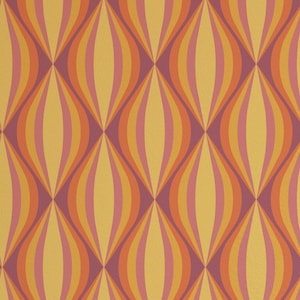 Retro Geometric wallpaper - Peel and Stick Wallpaper or Non Pasted Wallpaper / Geometric Removable wallpaper / Orange wallpaper