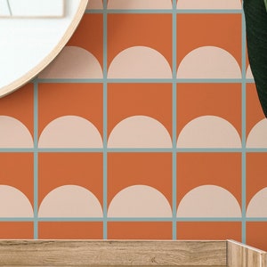 Terracotta Tiles wallpaper - Peel and Stick Wallpaper or Non Pasted Wallpaper / Tile Removable wallpaper / Terracotta wallpaper