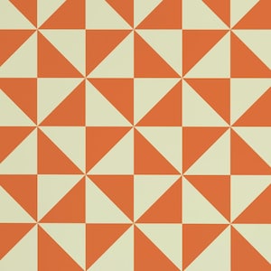 Orange and Cream Geometric wallpaper | Geometric Modern Peel and Stick Wallpaper - Removable Fabric or Vinyl, Non-Pasted | Custom Sizes