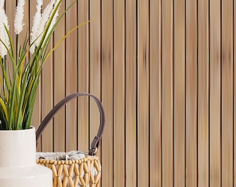 Faux Wooden Slats Wallpaper: Natural Wood Look Striped Design (Peel and Stick or Non-Pasted, Custom Sizes)