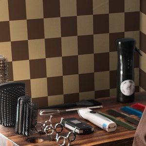 Retro Geometric wallpaper - Peel and Stick Wallpaper or Non Pasted Wallpaper / Geometric Removable wallpaper / Brown self-adhesive wallpaper