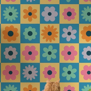 Botanical Floral wallpaper - Peel and Stick Wallpaper or Non Pasted Wallpaper / Floral Removable wallpaper / Colorful wallpaper