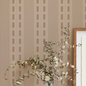 Retro Striped wallpaper - Peel and Stick Wallpaper or Non Pasted Wallpaper / Striped Removable wallpaper / Brown self-adhesive wallpaper