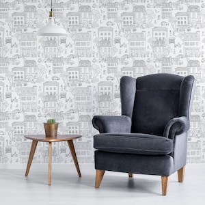 City Peel and Stick wallpaper / Building Removable wallpaper / Cityscape wallpaper - Self-adhesive or Traditional