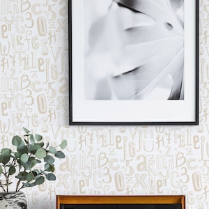 Alphabet Peel and Stick wallpaper / Minimalist Removable wallpaper / Letter wallpaper - Self-adhesive or Traditional