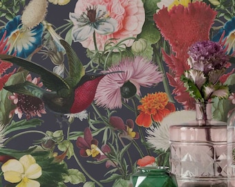 Rich meadow wallpaper - Peel and Stick Wallpaper or Non Pasted Wallpaper / Floral Removable wallpaper / Colorful self-adhesive wallpaper