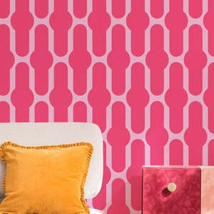 Doll Inspired Home wallpaper - Peel and Stick Wallpaper or Non Pasted Wallpaper / Geometric Removable wallpaper / Pink wallpaper