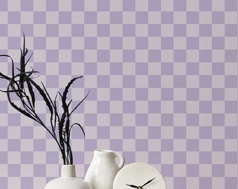 Purple Pastel Check wallpaper - Peel and Stick Wallpaper or Non Pasted Wallpaper / Check Removable wallpaper / Purple wallpaper