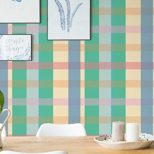 Retro Plaid wallpaper - Peel and Stick Wallpaper or Non Pasted Wallpaper / Plaid Removable wallpaper / Colorful self-adhesive wallpaper