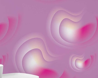 Soft Shapes wallpaper - Peel and Stick Wallpaper or Non Pasted Wallpaper / Abstract Removable wallpaper / Pink self-adhesive wallpaper