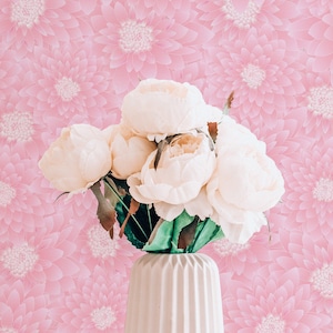 Pink Chrysanthemum Peel and Stick wallpaper / Floral Removable wallpaper / Pink wallpaper - Self-adhesive or Traditional