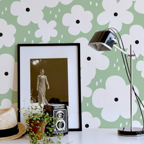 Retro Peel and Stick Wallpaper / Floral Removable Wallpaper / Etsy