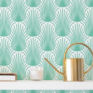 Turquoise Feathers wallpaper - Peel and Stick Wallpaper or Non Pasted Wallpaper / Fun Removable wallpaper / Turquoise wallpaper