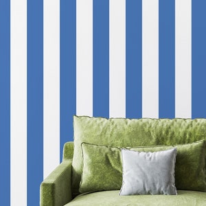 Blue And White Stripes wallpaper - Peel and Stick Wallpaper or Non Pasted Wallpaper / Geometric wallpaper / Blue and white wallpaper