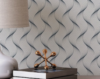 Wavy Peel and Stick wallpaper / Contemporary Removable wallpaper / Lines wallpaper - Self-adhesive or Traditional