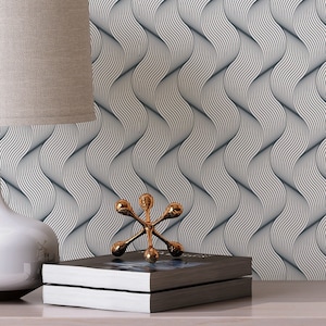 Wavy Peel and Stick wallpaper / Contemporary Removable wallpaper / Lines wallpaper - Self-adhesive or Traditional